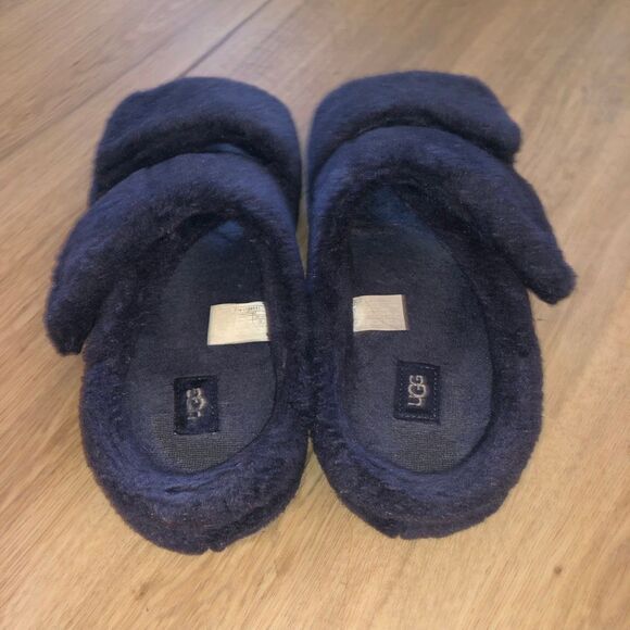 UGG FLUFF YOU IT YEAH SHEEPSKIN SHEARLING FUR BLUE SLIDES SLIPPERS MENS SIZE 11 main image 7